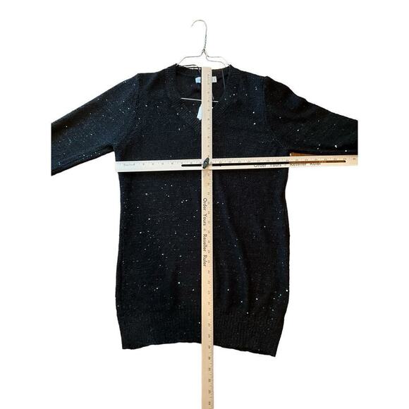 Calvin Klein Tunic Blouse Sweater Women's Large Black Polyester Knit Beaded - Picture 5 of 5